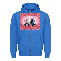 True Royal Panda With Sakura Blooms Zipper Hoodie - LillyAllenDesigns