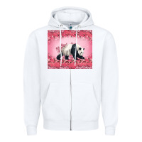 White Panda With Sakura Blooms Zipper Hoodie - LillyAllenDesigns