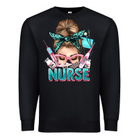 Black nurse life messy bun Premium Sweatshirt - NancyCooperArtShop