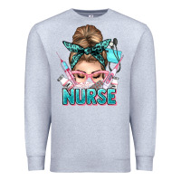 Heather Grey nurse life messy bun Premium Sweatshirt - NancyCooperArtShop