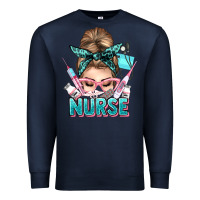Navy nurse life messy bun Premium Sweatshirt - NancyCooperArtShop