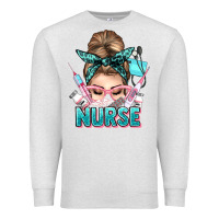 Oatmeal Heather nurse life messy bun Premium Sweatshirt - NancyCooperArtShop