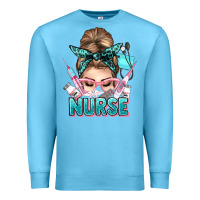 Ocean Blue nurse life messy bun Premium Sweatshirt - NancyCooperArtShop