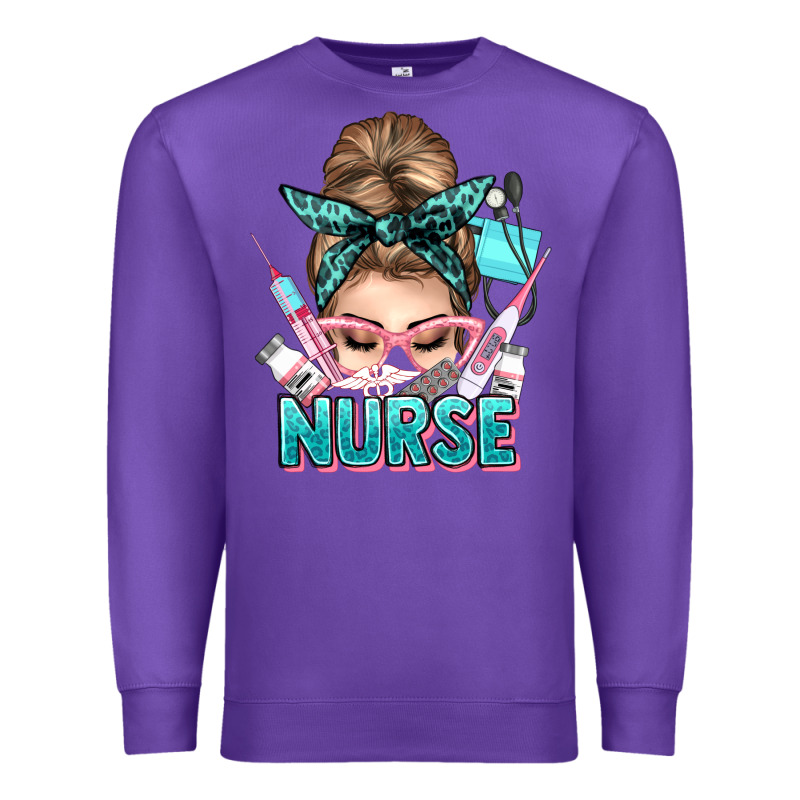 Nurse Life Messy Bun Premium Sweatshirt by NancyCooperArtShop | Teevron