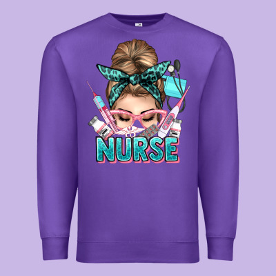 Nurse Life Messy Bun Premium Sweatshirt Designed By Nancycooperartshop