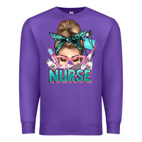 Purple nurse life messy bun Premium Sweatshirt - NancyCooperArtShop