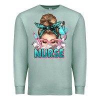 Seafoam nurse life messy bun Premium Sweatshirt - NancyCooperArtShop