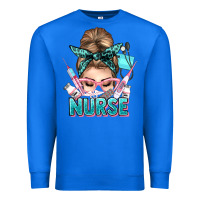 True Royal nurse life messy bun Premium Sweatshirt - NancyCooperArtShop