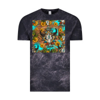 Cloud Black aztec bull skull seamless pattern Vintage Tee - HRA Design Shop