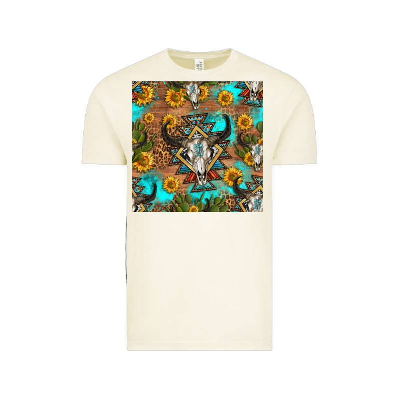Aztec Bull Skull Seamless Pattern Vintage Tee by HRA Design Shop | Teevron
