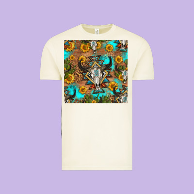 Aztec Bull Skull Seamless Pattern Vintage Tee Designed By Hra Design Shop