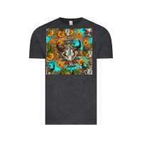 Vintage Black aztec bull skull seamless pattern Vintage Tee - HRA Design Shop