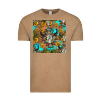 Vintage Coffee aztec bull skull seamless pattern Vintage Tee - HRA Design Shop