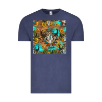 Vintage Denim aztec bull skull seamless pattern Vintage Tee - HRA Design Shop