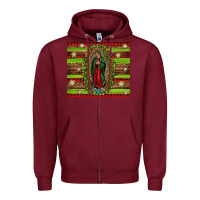 Burgundy our lady of Guadalupe Christmas Zipper Hoodie - Jasminsmagicworld