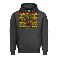 Charcoal Heather our lady of Guadalupe Christmas Zipper Hoodie - Jasminsmagicworld