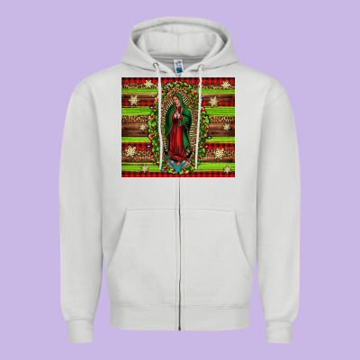 Our Lady Of Guadalupe Christmas Zipper Hoodie Designed By Jasminsmagicworld