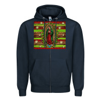 Navy our lady of Guadalupe Christmas Zipper Hoodie - Jasminsmagicworld