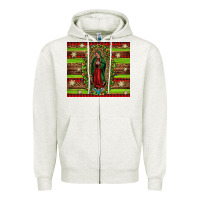 Oatmeal Heather our lady of Guadalupe Christmas Zipper Hoodie - Jasminsmagicworld