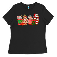 Black christmas tree cake and coffee cups ado Ladies Tee - AdoDesignShop