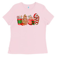 Bubblegum Pink christmas tree cake and coffee cups ado Ladies Tee - AdoDesignShop