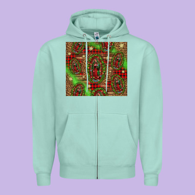 Our Lady Of Guadalupe Christmas Zipper Hoodie Designed By Jasminsmagicworld