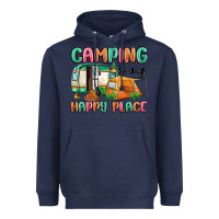 Navy camping is my happy place Heavyweight Hoodie - MaliasSmallBusiness