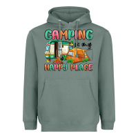 Sage camping is my happy place Heavyweight Hoodie - MaliasSmallBusiness