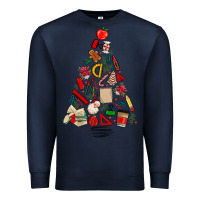 Navy teacher christmas tree Premium Sweatshirt - MaliasSmallBusiness
