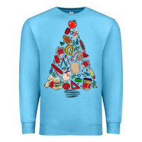 Ocean Blue teacher christmas tree Premium Sweatshirt - MaliasSmallBusiness
