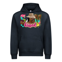 Navy Afro woman with sunkissed Urban Hoodie - NancyCooperArtShop