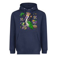 Navy mardi gras pelican Heavyweight Hoodie - MaliasSmallBusiness