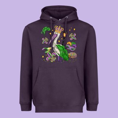 Mardi Gras Pelican Heavyweight Hoodie Designed By Maliassmallbusiness