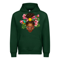 Forest Green Afro Woman Summer Urban Hoodie - texasbilliewilder