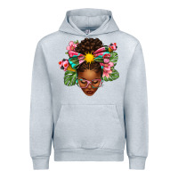 Heather Grey Afro Woman Summer Urban Hoodie - texasbilliewilder