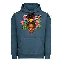 Pigment Midnight Navy Afro Woman Summer Urban Hoodie - texasbilliewilder