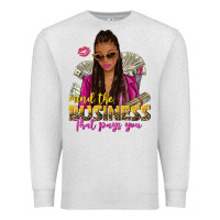 Oatmeal Heather mind the business that pays you afro woman Premium Sweatshirt - NancyCooperArtShop