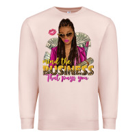 Pale Pink mind the business that pays you afro woman Premium Sweatshirt - NancyCooperArtShop