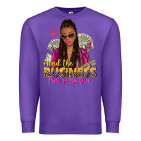 Purple mind the business that pays you afro woman Premium Sweatshirt - NancyCooperArtShop