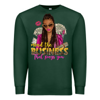 Sports Green mind the business that pays you afro woman Premium Sweatshirt - NancyCooperArtShop