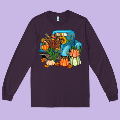 Thanksgiving Turkey Truck Long Sleeve Tee Designed By Artiststas