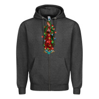Charcoal Heather our lady of Guadalupe Christmas Zipper Hoodie - Jasminsmagicworld