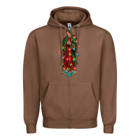 Chestnut our lady of Guadalupe Christmas Zipper Hoodie - Jasminsmagicworld
