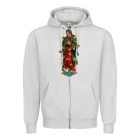 Dove Grey our lady of Guadalupe Christmas Zipper Hoodie - Jasminsmagicworld