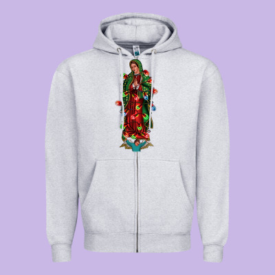 Our Lady Of Guadalupe Christmas Zipper Hoodie Designed By Jasminsmagicworld