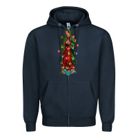 Navy our lady of Guadalupe Christmas Zipper Hoodie - Jasminsmagicworld