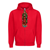 Red our lady of Guadalupe Christmas Zipper Hoodie - Jasminsmagicworld