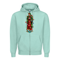 Seafoam our lady of Guadalupe Christmas Zipper Hoodie - Jasminsmagicworld