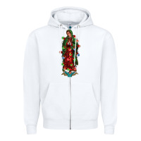 White our lady of Guadalupe Christmas Zipper Hoodie - Jasminsmagicworld