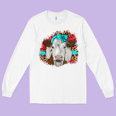 Ribbon Simmental Leopard Long Sleeve Tee Designed By Jahusdesignshop